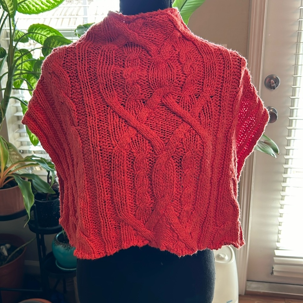Free People Cropped Coral Sleeveless Sweater